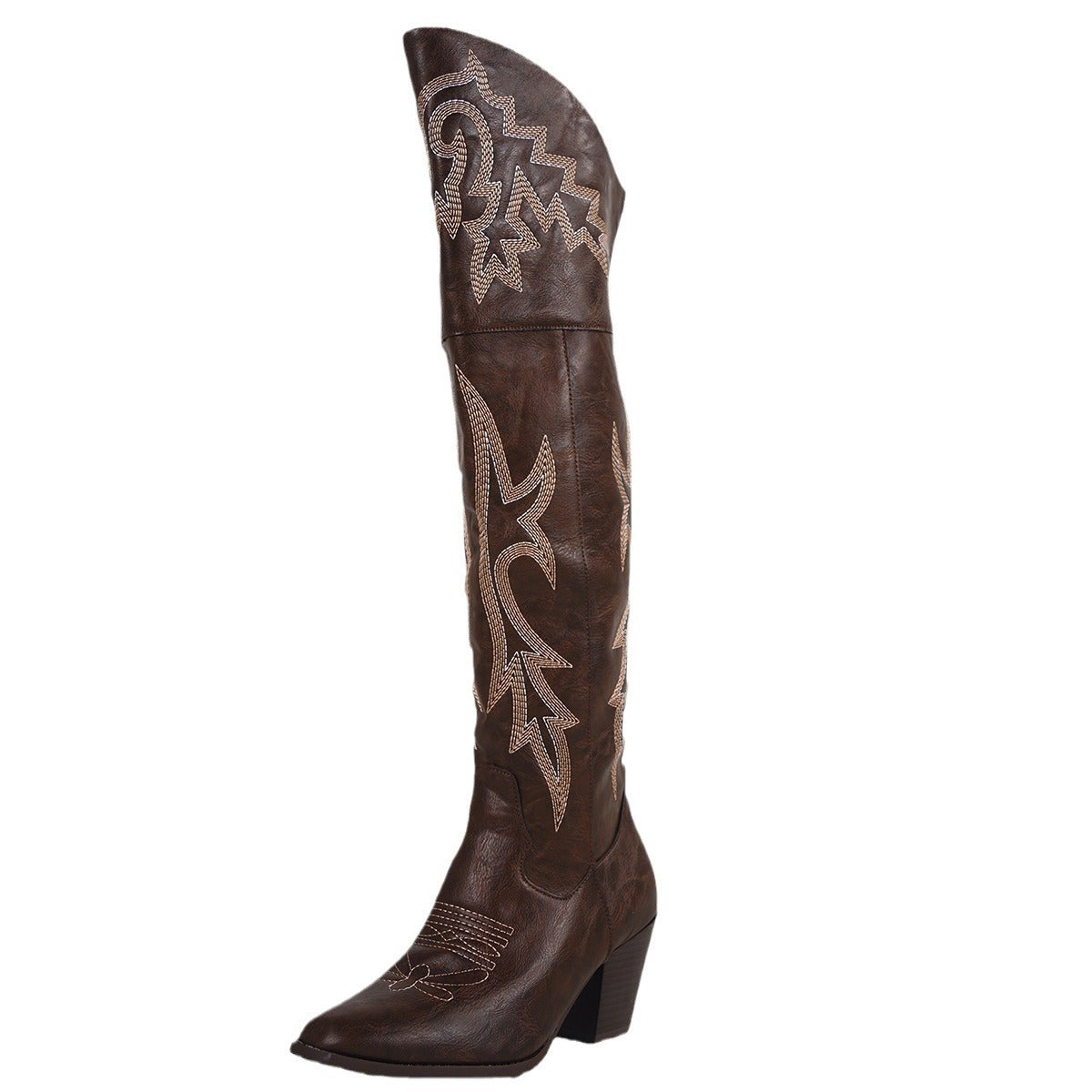 Women's Western Denim Over The Knee Zipper Boots