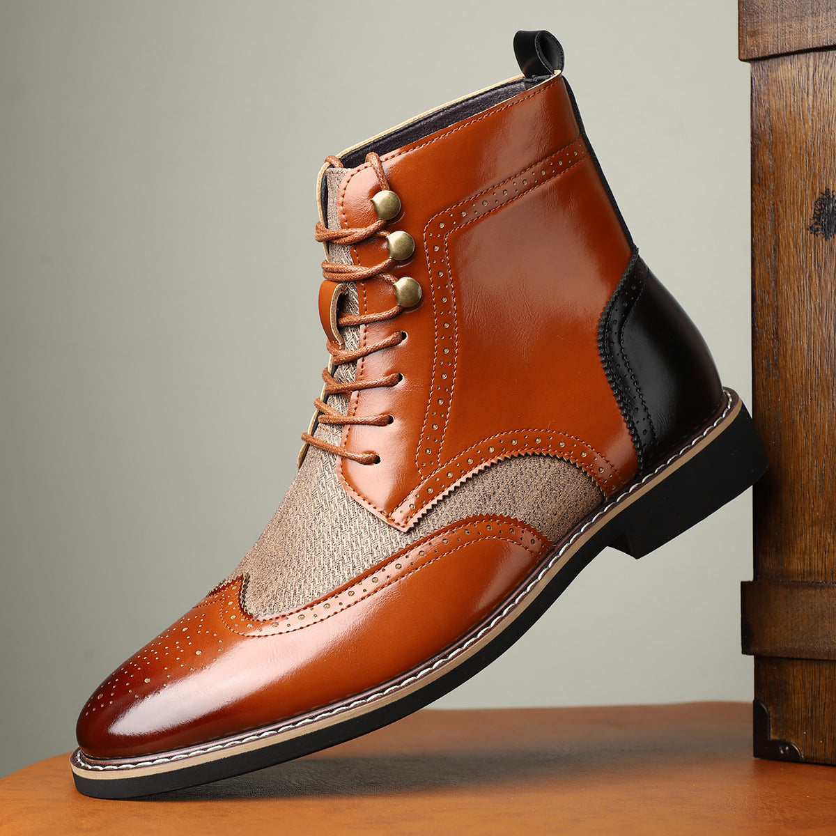 Men's High Top Blocked Leather Shoes | Laceup Boots - LAKD London