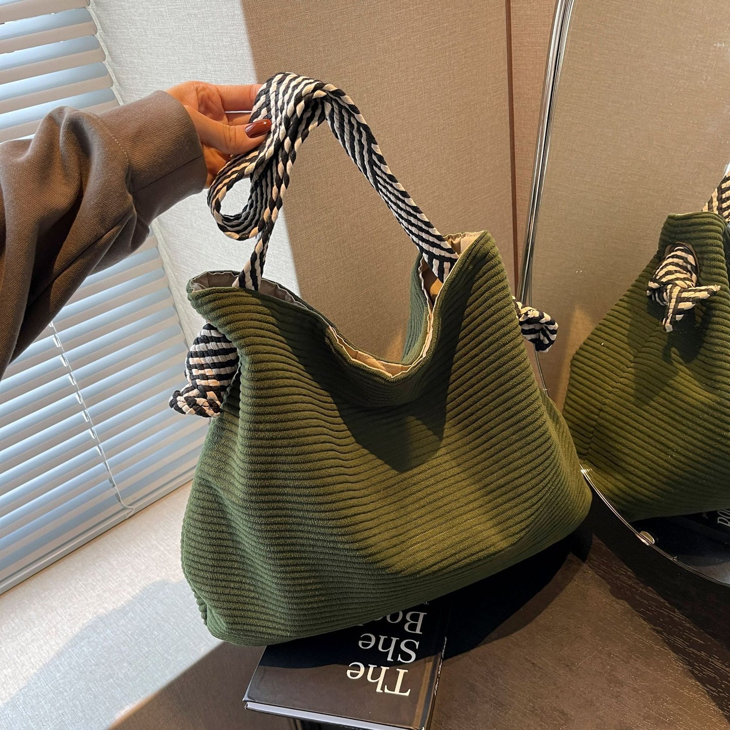 Versatile Stylish Ladies Corduroy Shoulder Bag by Lakd London