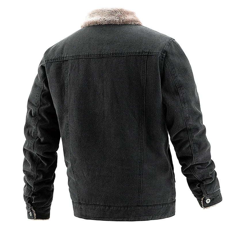 Mens Fleece Thickened Denim Jacket | Winter Warm Vintage Casual Streetwear Coat