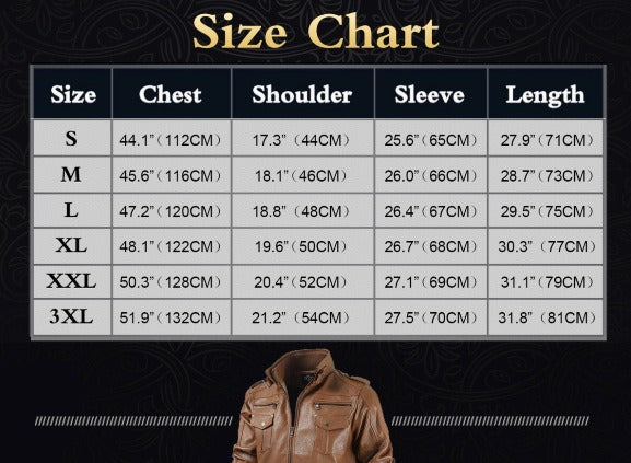 Men's Vintage leather jacket | Retro Biker Style with Pockets and Zipper