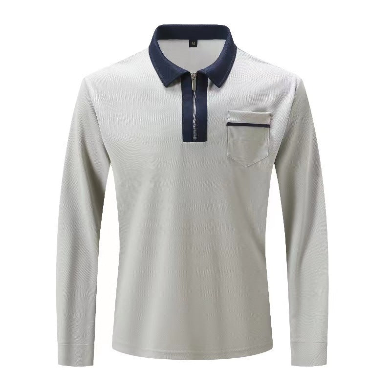Mens Long Sleeve Zipper Polo Shirts Casual Lapel Henley by Lakd London