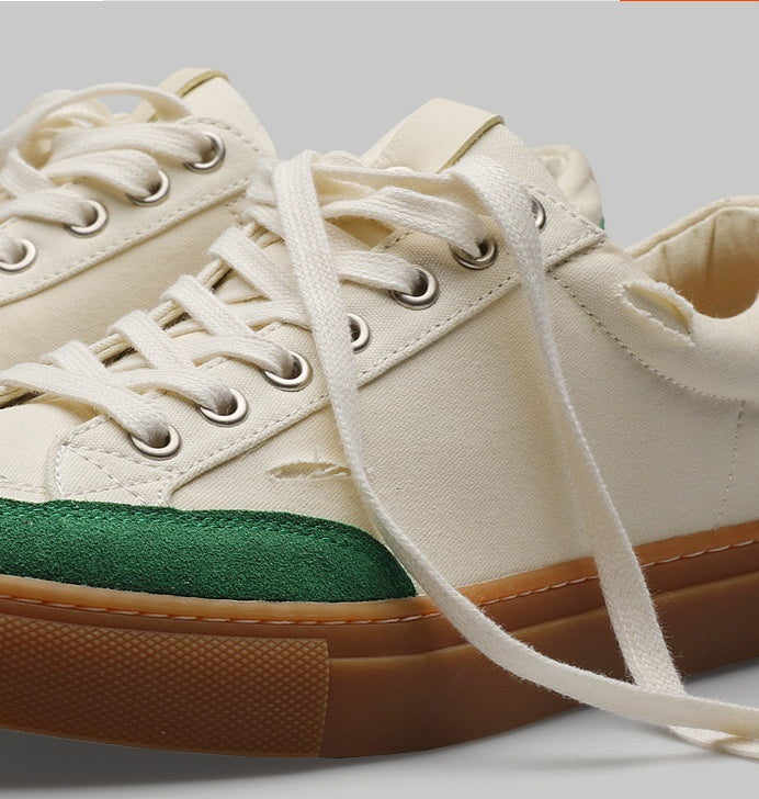 Men's Retro Distressed Shoes | Japanese Style Low-Top Summer Canvas Shoe