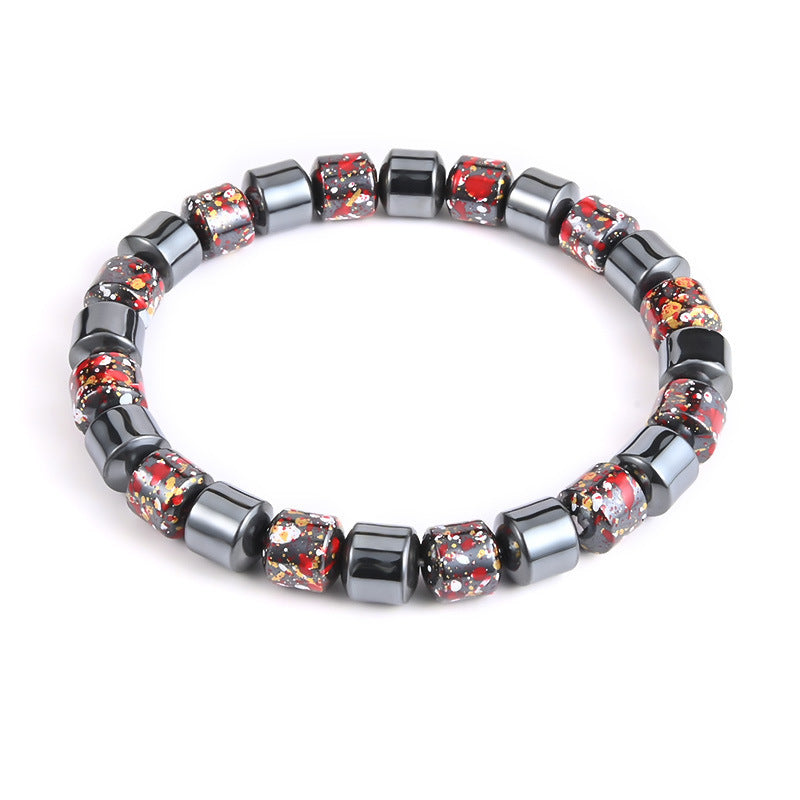 Mens Fashion Natural Black Gallstone Stretch Bracelet - Lakd London