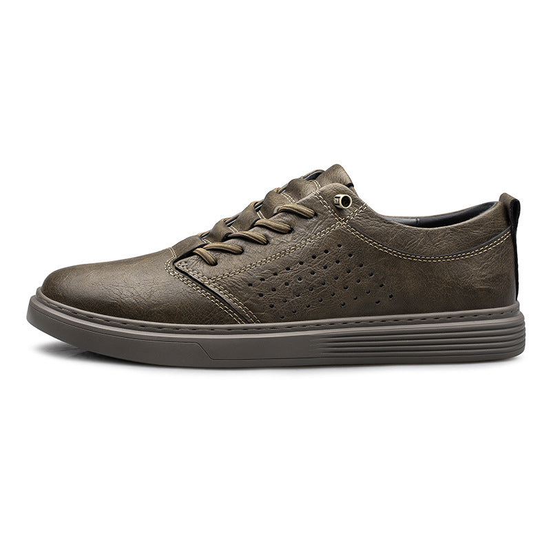 Mens Hollow-out Breathable Hole Shoes | Low-top Cowhide Leather Sneakers - LAKD London