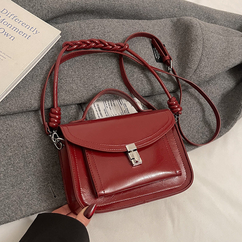 Womens Small Square Shoulder Retro Portable Handbags