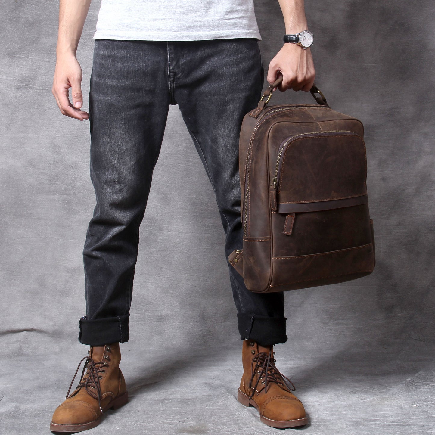 Retro Horse Leather Men's Leather Backpack by Lakd London