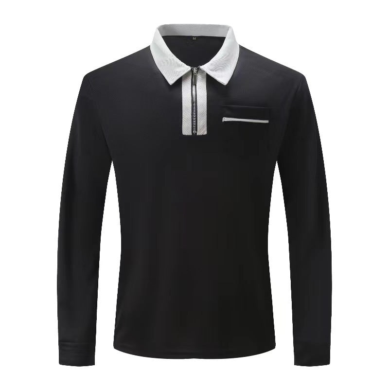 Mens Long Sleeve Zipper Polo Shirts Casual Lapel Henley by Lakd London