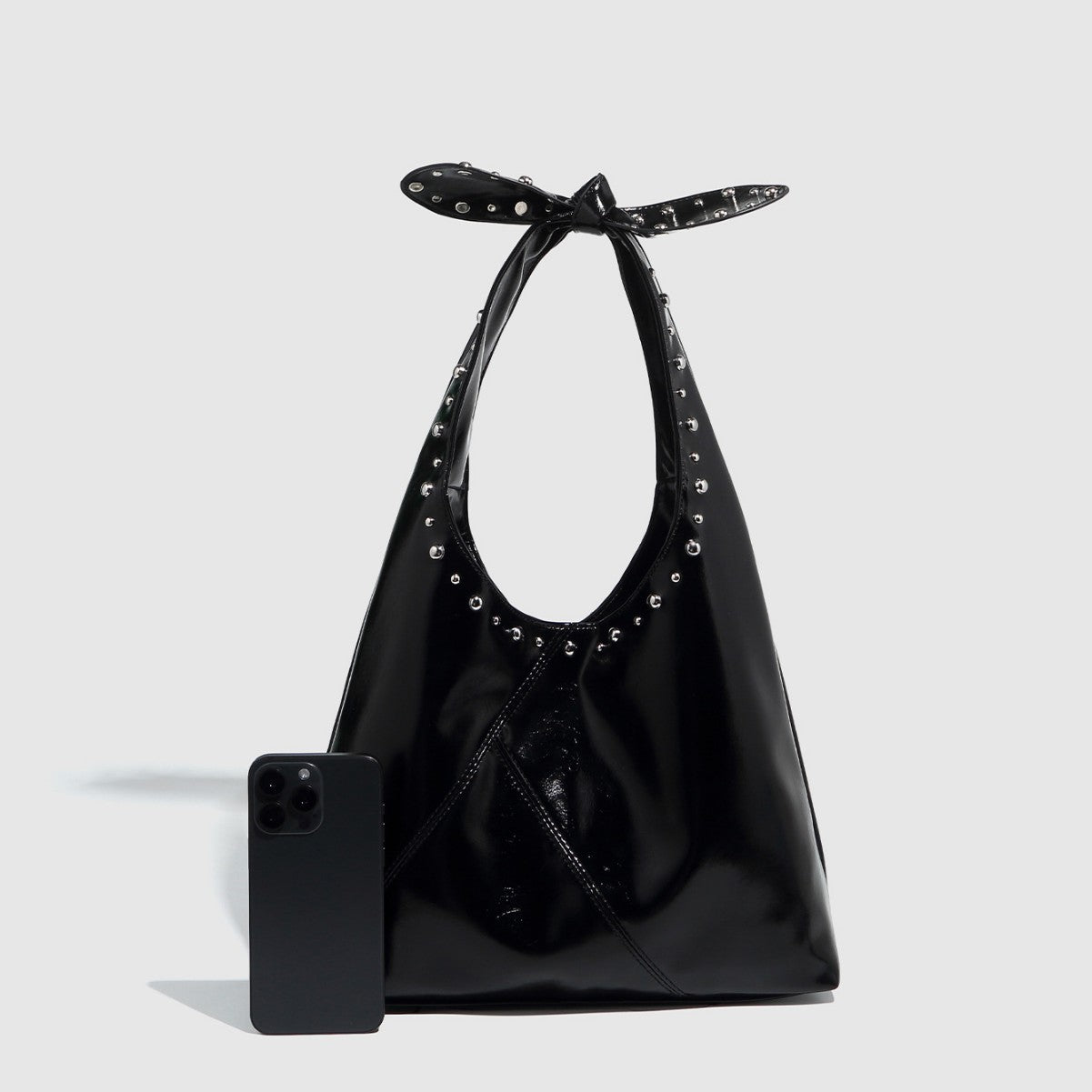 Womens Tote Bag Rivet Bow Underarm Bag by Lakd London