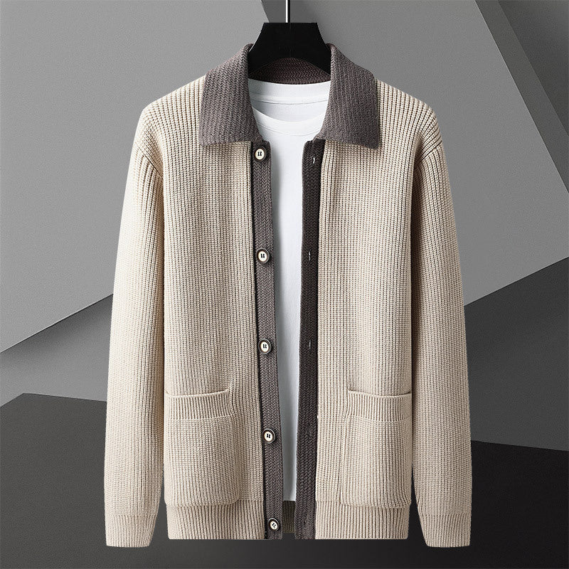 Men's Long-sleeved Wooven Sweater Coat - Old Money Sweater