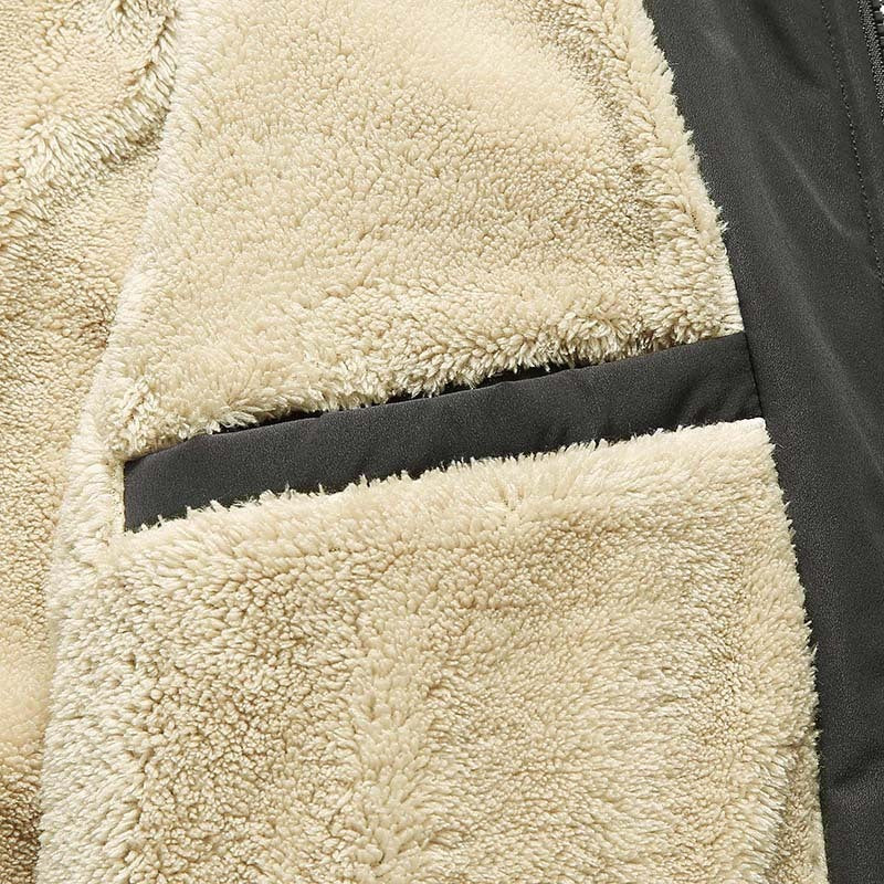 Mens Collar Cotton-padded Sherpa Coat | Oversized Fur Jacket