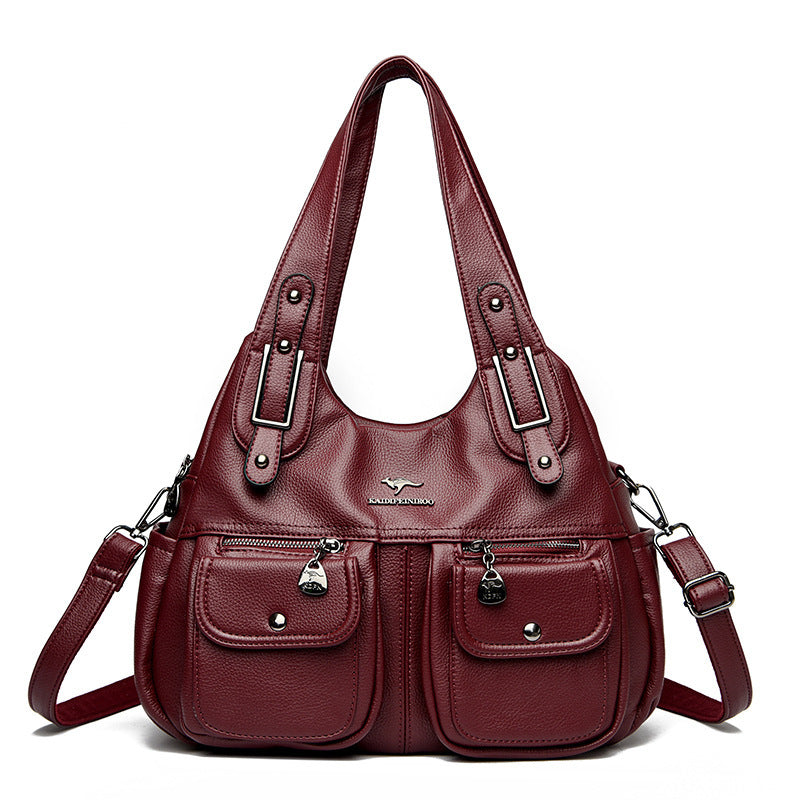 Womens Large capacity Bag | Middle-aged Mom Solid Color Crossbody Handbag