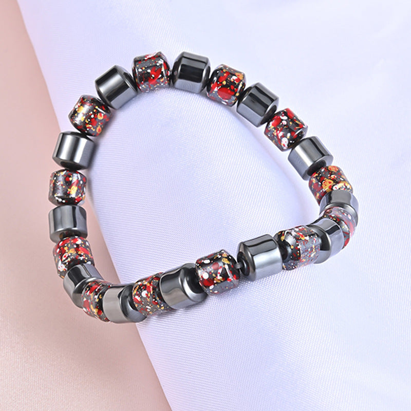 Mens Fashion Natural Black Gallstone Stretch Bracelet - Lakd London