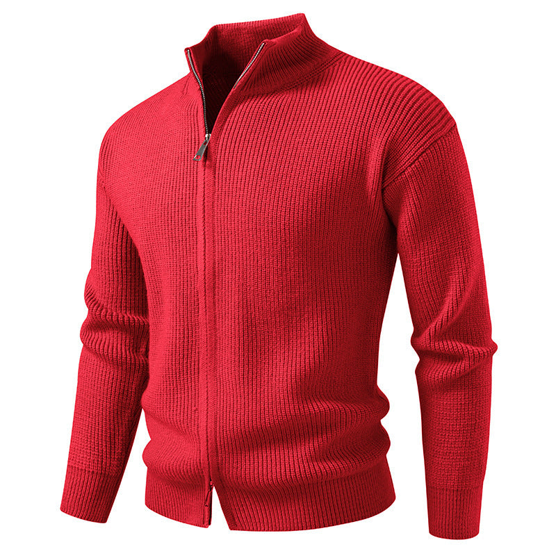 Men's Slim Fit Cardigan Cotton Sweater Coat with Zipper