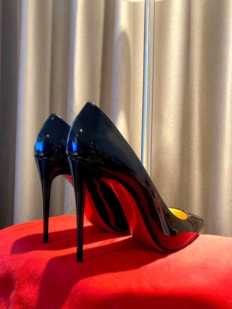 Women's Black With Red Background High Heels | Stiletto Heel Pumps