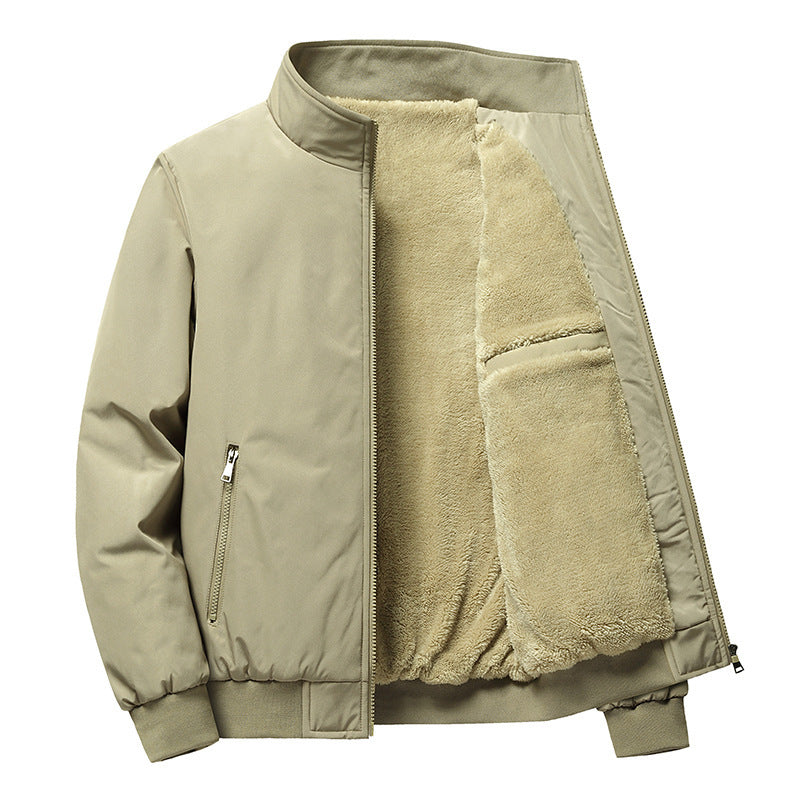 Mens Collar Cotton-padded Sherpa Coat | Oversized Fur Jacket