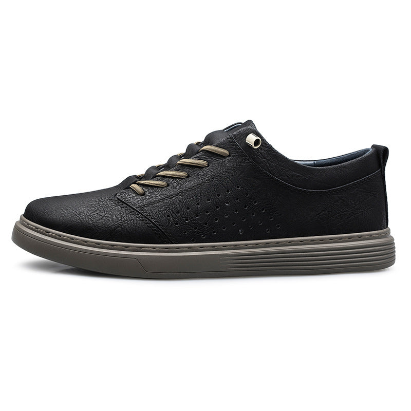 Mens Hollow-out Breathable Hole Shoes | Low-top Cowhide Leather Sneakers - LAKD London