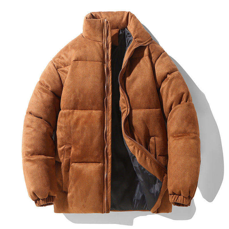 Men's Padded Warm Bread Suit Cotton Puffer Coat | Suede Parka Jacket