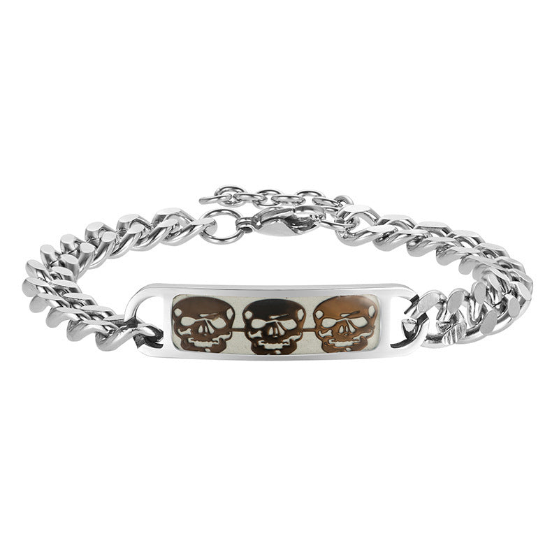 Mens Luminous Skull Titanium Steel Bracelet - Lakd London