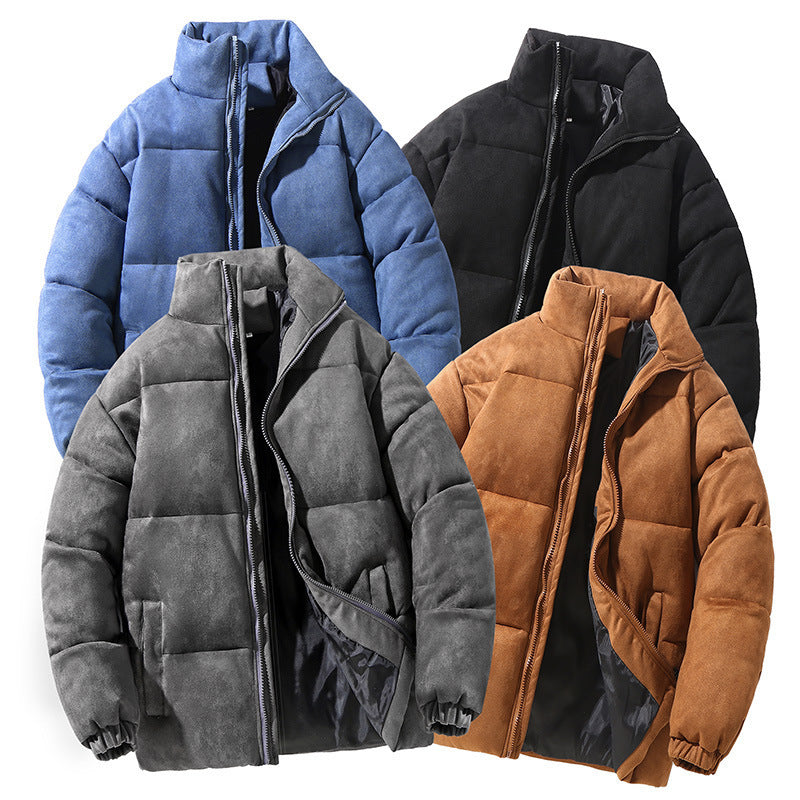 Men's Padded Warm Bread Suit Cotton Puffer Coat | Suede Parka Jacket