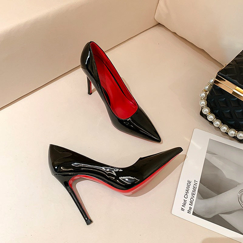 Women's Black With Red Background High Heels | Stiletto Heel Pumps