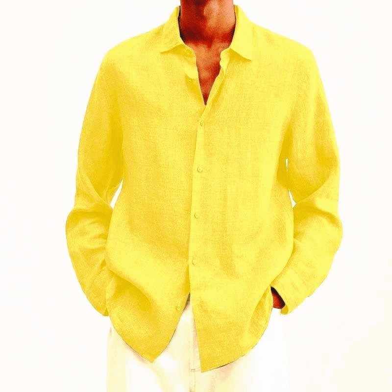 Mens Long Sleeve Lapel Shirt | Loose Button Cardigan