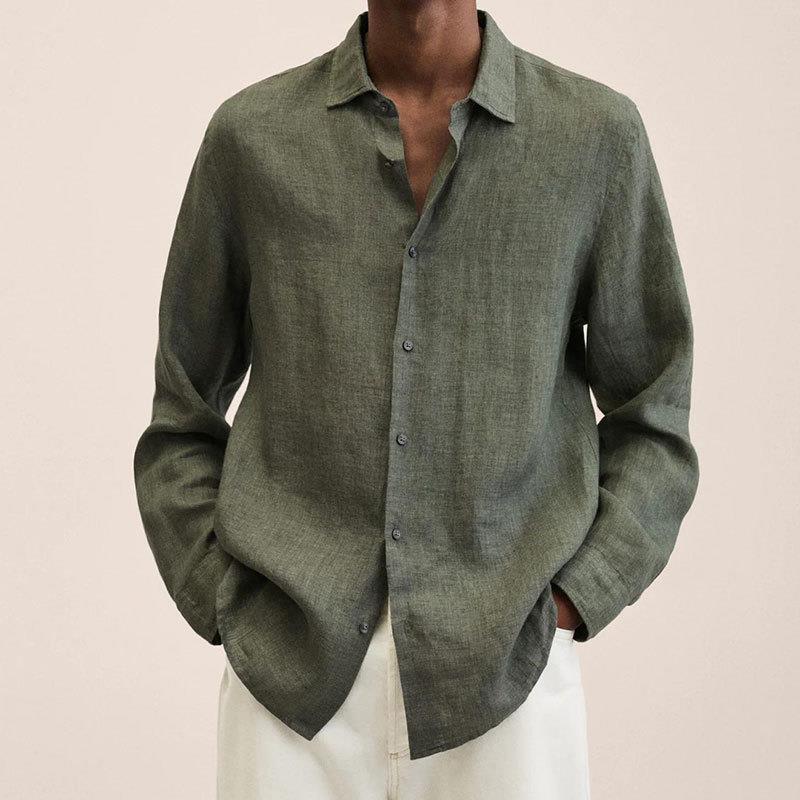 Mens Long Sleeve Lapel Shirt | Loose Button Cardigan