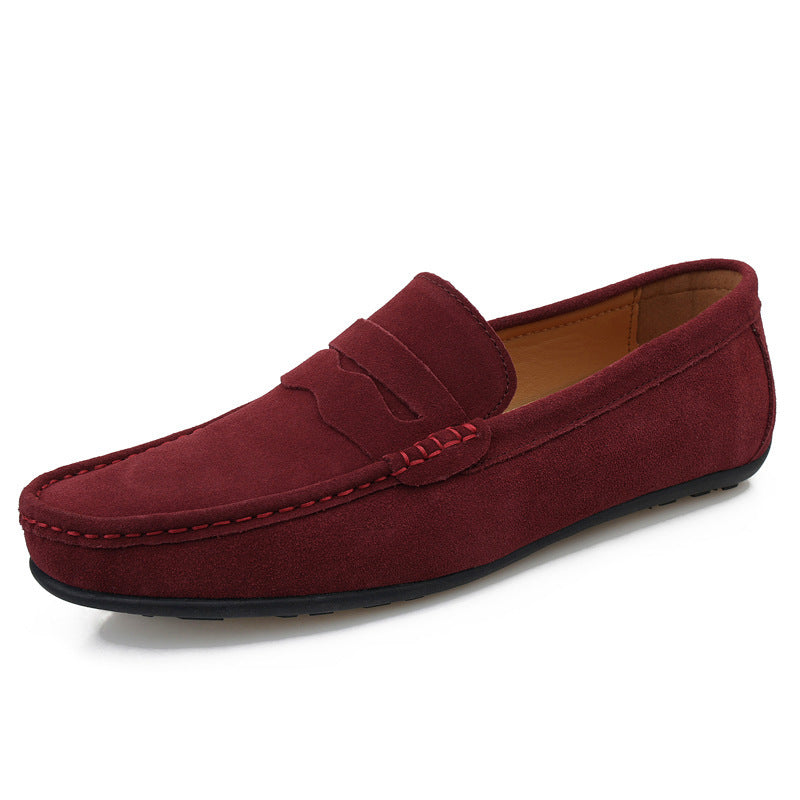 Men's Solid Color Suede Loafers | Breathable Comfort Slip-on Flat Shoes