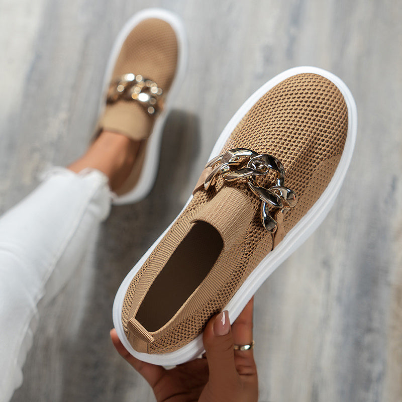 Womens Chain Flats Breathable Mesh Shoes