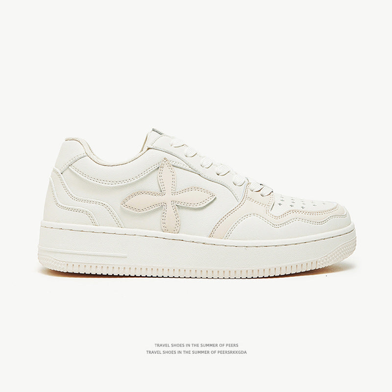 Thick Sole High Heel Shoes | Niche White Sneakers