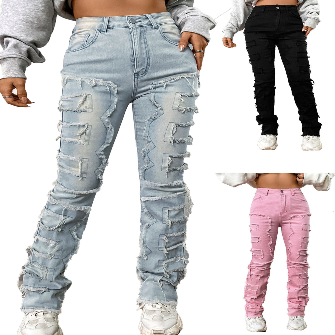 Women's Embroidered Straight-leg Pants by Lakd London