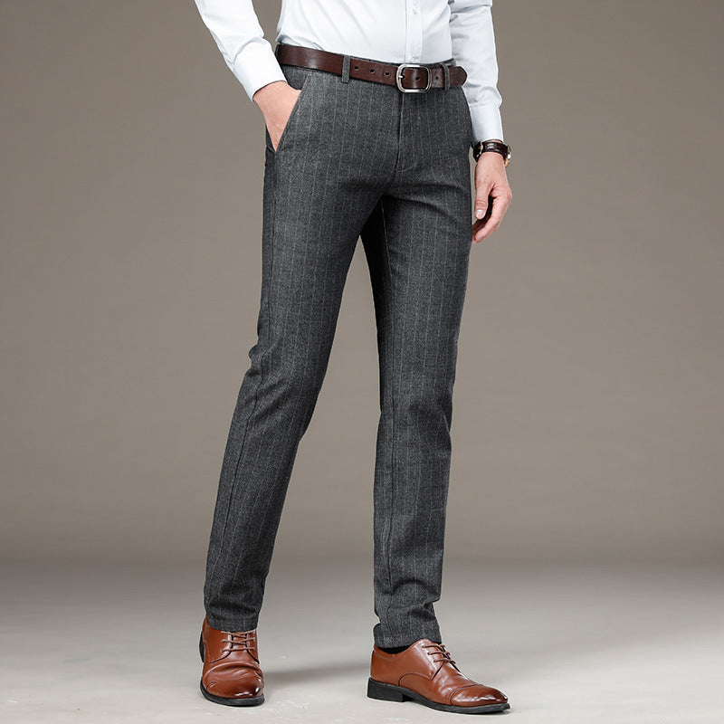 Men's Casual Cotton Trousers | Striped Suit Trousers by LAKD London
