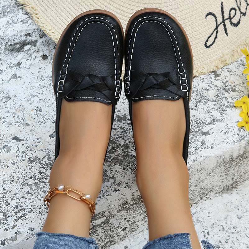 Womens Weave Design Flat Shoes - Soft Spring Summer Shoes