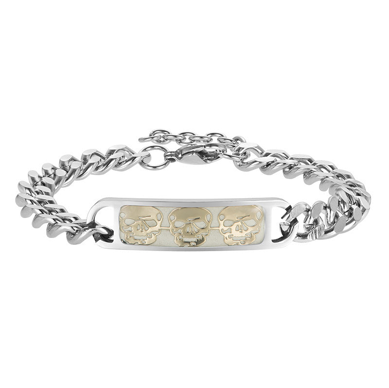 Mens Luminous Skull Titanium Steel Bracelet - Lakd London