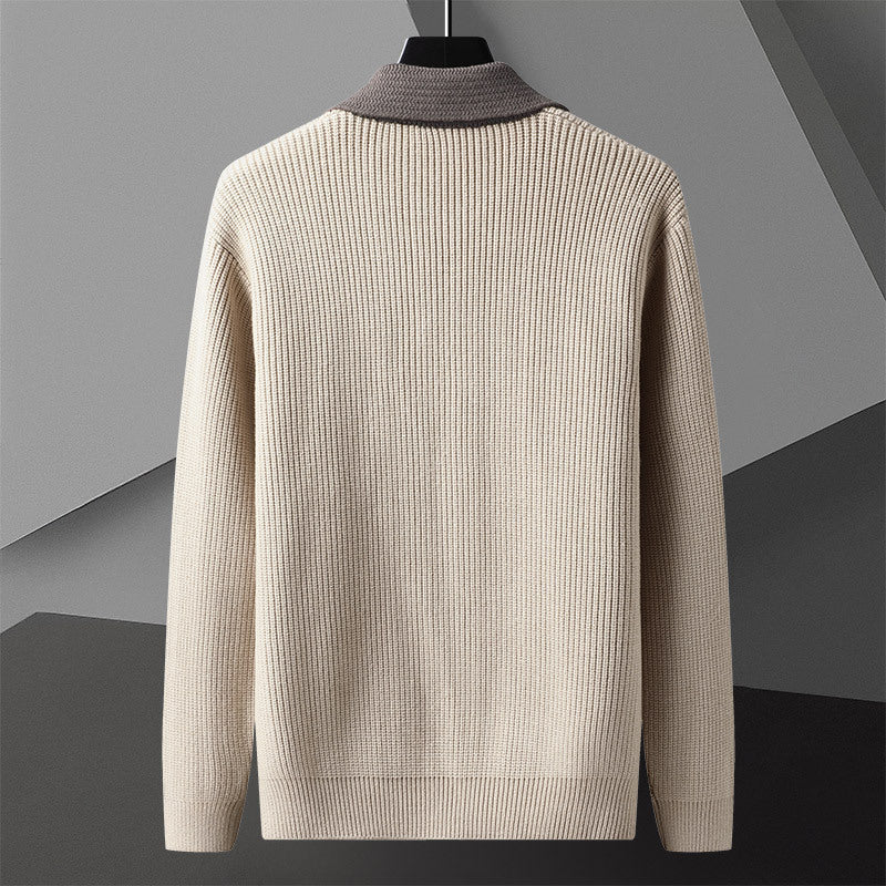Men's Long-sleeved Wooven Sweater Coat - Old Money Sweater