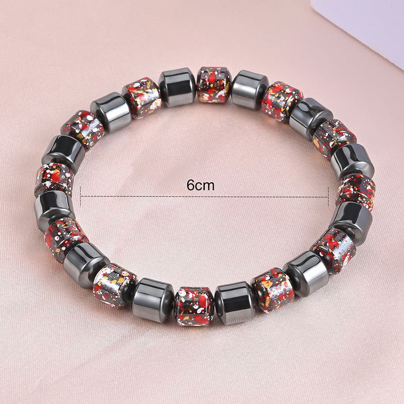 Mens Fashion Natural Black Gallstone Stretch Bracelet - Lakd London
