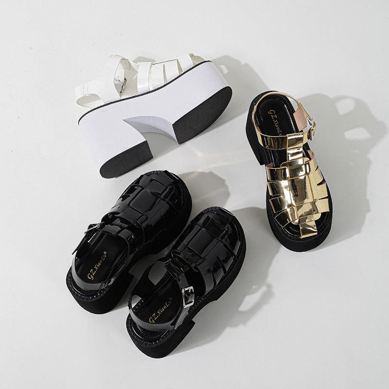 Womens Chunky Heel Platform High Heel Sandals Muffin