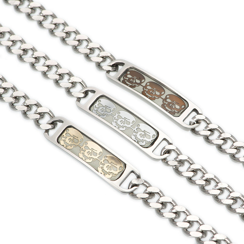 Mens Luminous Skull Titanium Steel Bracelet - Lakd London