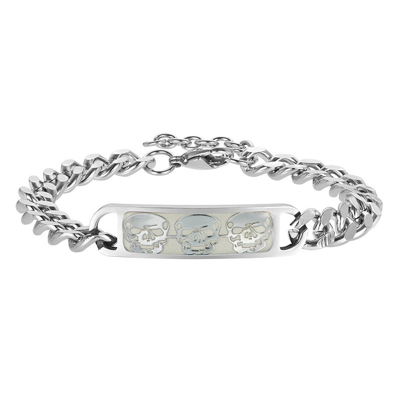 Mens Luminous Skull Titanium Steel Bracelet - Lakd London