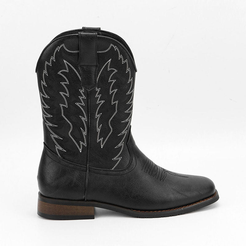 Mens Western Denim Cowboy Boots | Square Toe Motorcycle Shoes