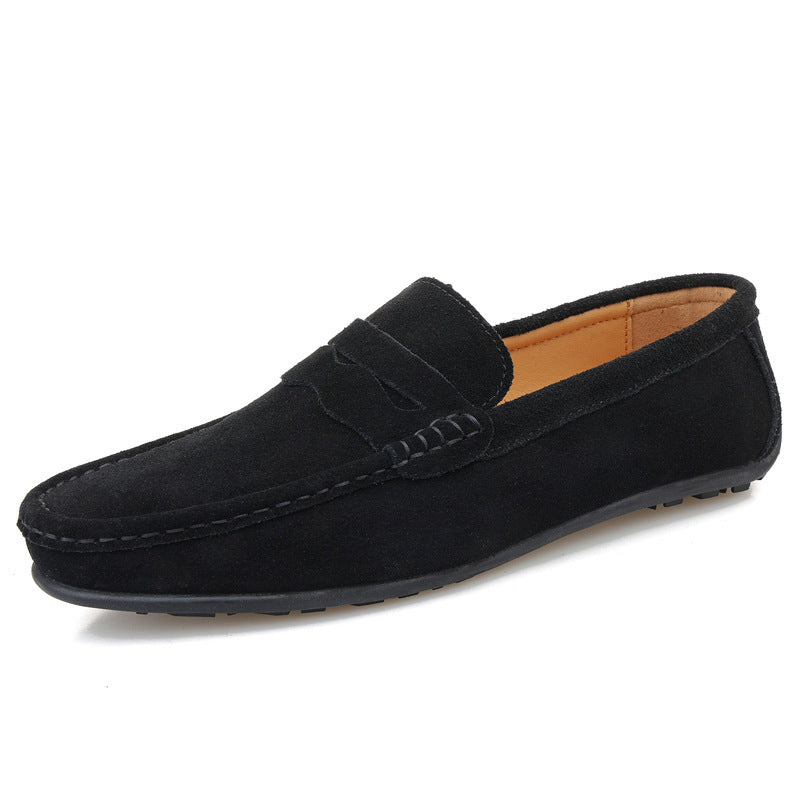 Men's Solid Color Suede Loafers | Breathable Comfort Slip-on Flat Shoes