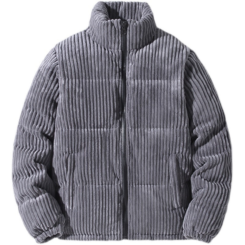 Men's Padded Warm Bread Suit Cotton Puffer Coat | Suede Parka Jacket