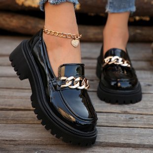 Womens Shallow Mouth Round Head Slip-on Thick Bottom Shoes