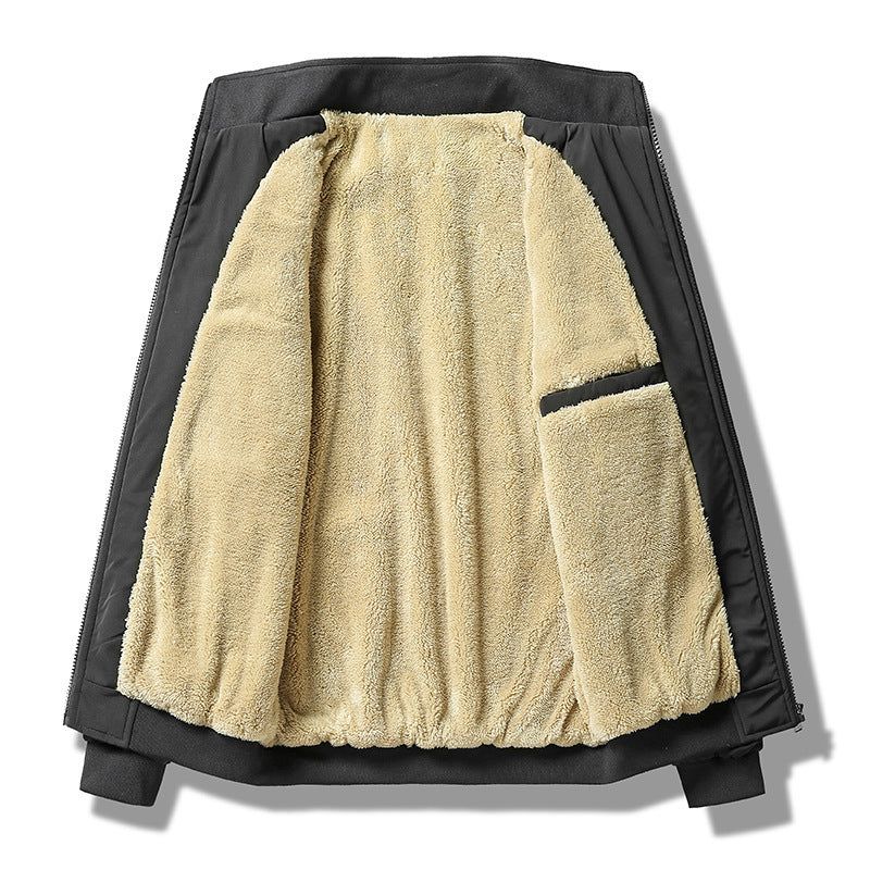 Mens Collar Cotton-padded Sherpa Coat | Oversized Fur Jacket