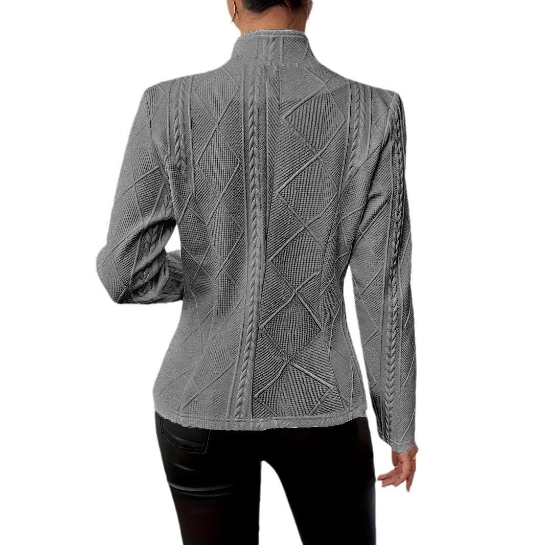 Women's Single-breasted Stand Collar Blazer Jacket | Slim Outerwear Office Suit Coat