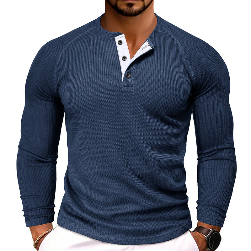 Men's Round Neck Waffle Knit Casual Slim Fit T-shirt - LAKD London