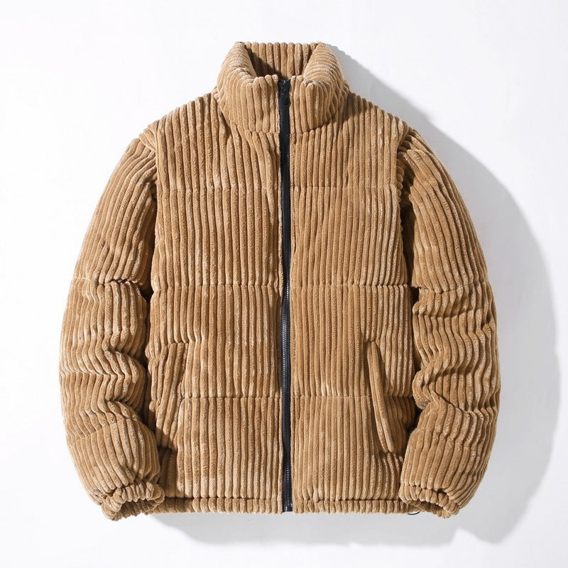 Men's Padded Warm Bread Suit Cotton Puffer Coat | Suede Parka Jacket