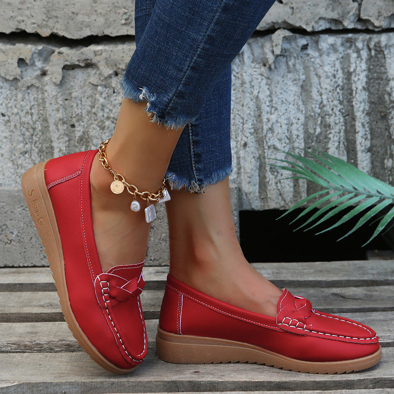 Womens Weave Design Flat Shoes - Soft Spring Summer Shoes
