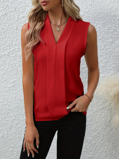 Women's Elegant Sleeveless Formal Top Draped Tailored Fit Office