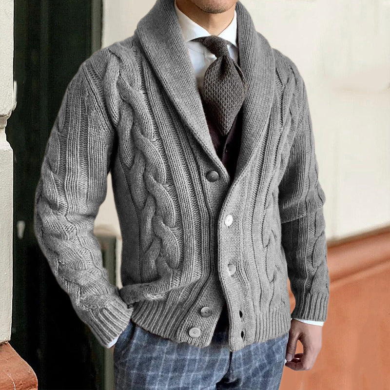 Mens Winter Knitted Acrylic Straight Cardigan Sweater